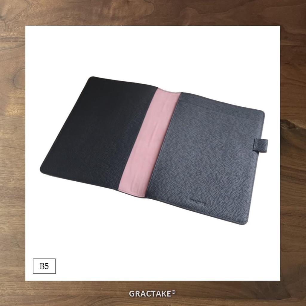 Notebook Cover B5 University Notebook Report Paper 2 to 3 Books Leather Genuine Leather [GRACTAKE] NC-B5 (Black)