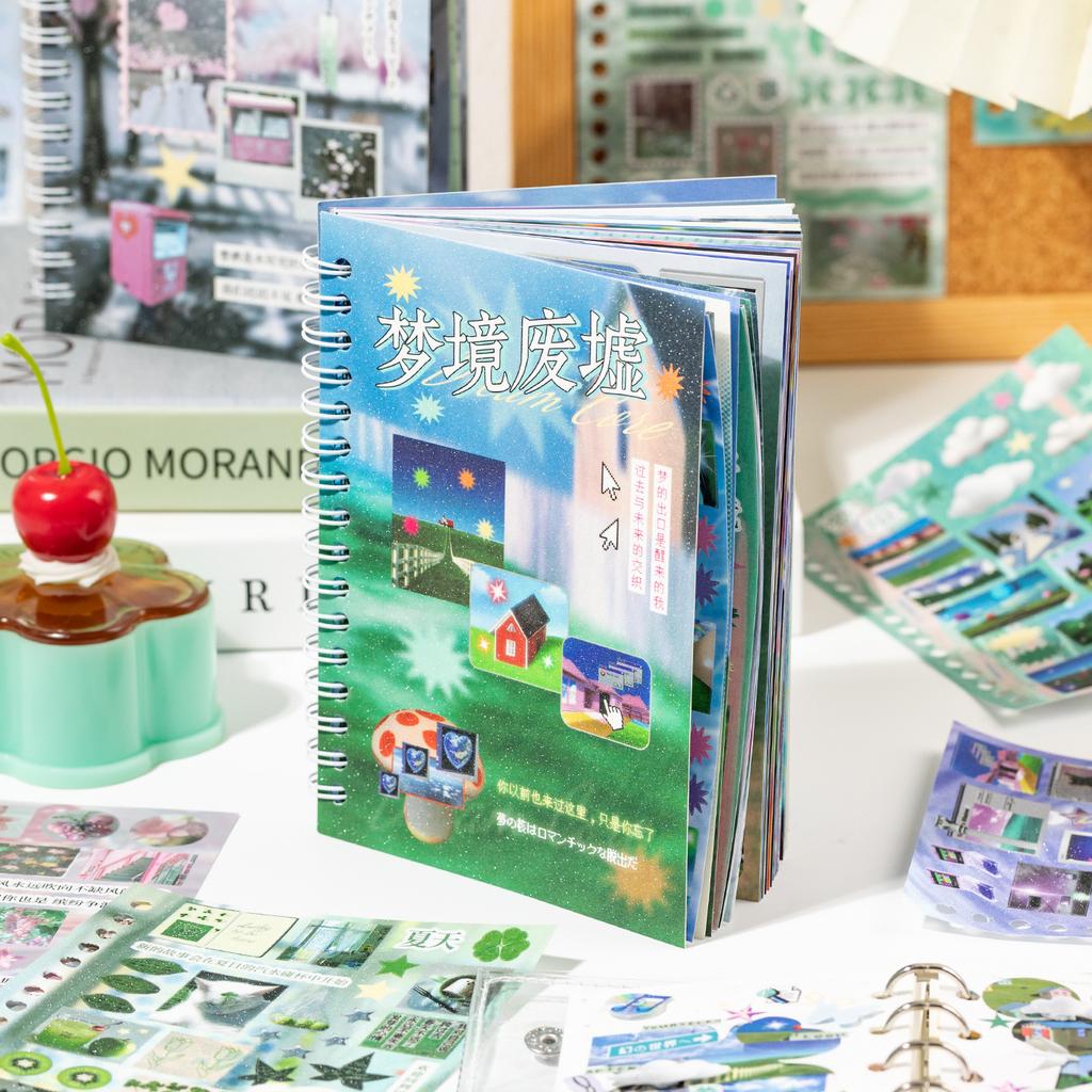 30 Sheets Per Pack of Cut Film Coil Stickers Time Reshaping Series Dream Core Wind Notebook Decoration Collage