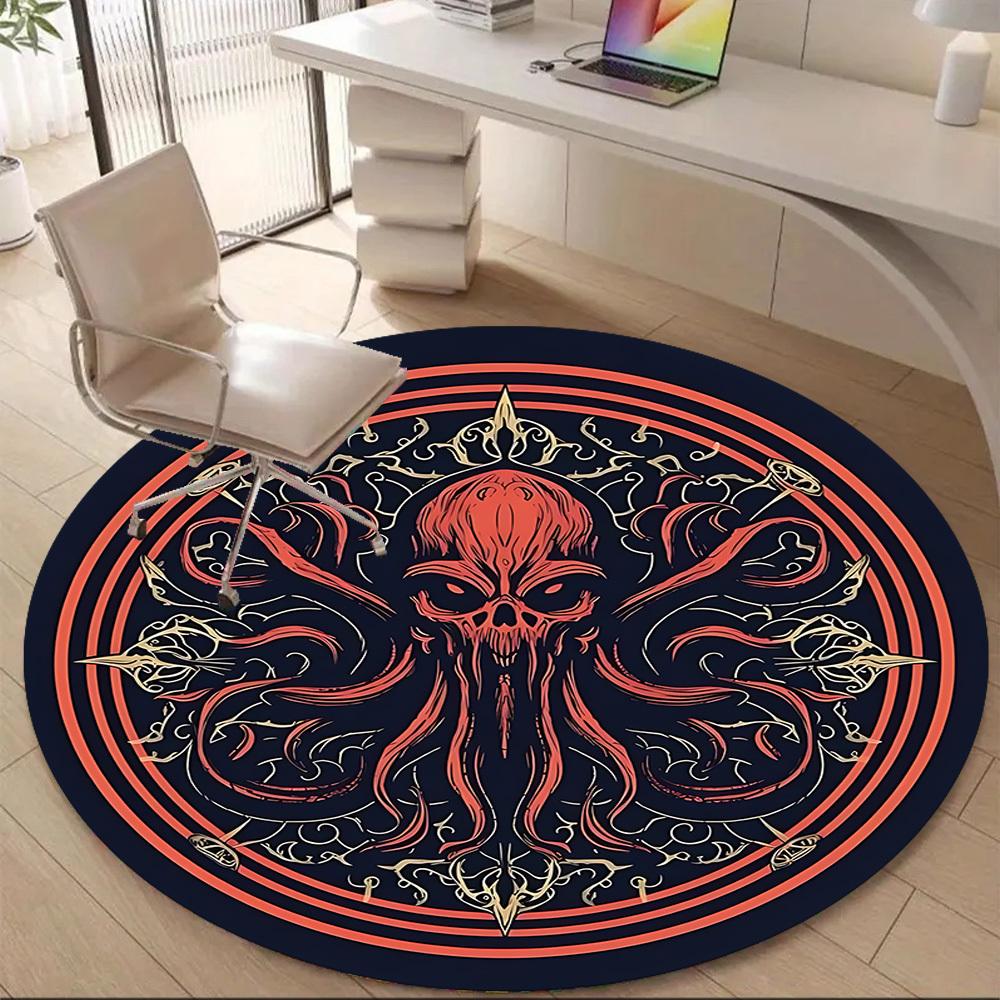 1pc Cthulhu Mandala Office Round Area Rug, Mat Suitable ForOffice, Under Office Chairs Bedroom Living Room Home Decor, Room Deco