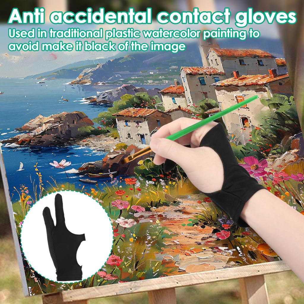10Pcs Drawing Artist Gloves 3 Layer Two Finger Gloves Reusable Multipurpose for Graphic Drawing Tablet Drawing Art Creation
