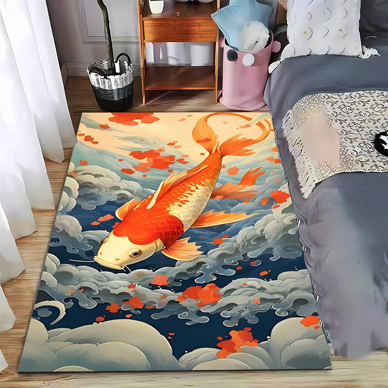 

Golden Koi Swimming Among Waves, Symbolizing Vitality Suitable for use as an anti-slip game mat for living room and bedroom sofas 40x60cm( 15x23in )