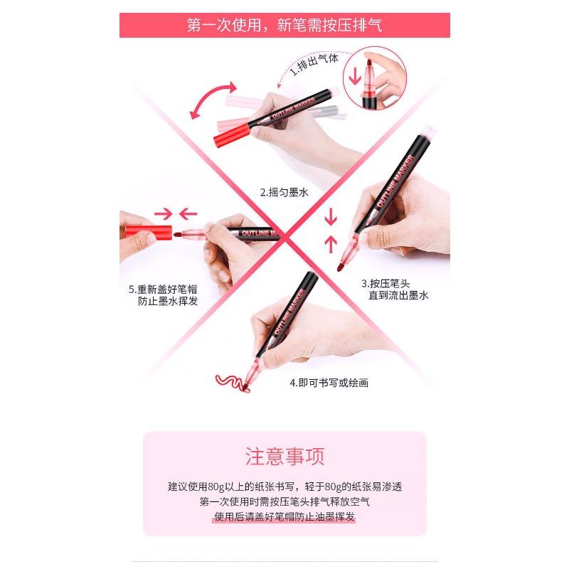 Specially Designed for Dual Line Contour Pens, 48 Color Set, Dreamy Flash Metal Pen, Color Marker Pen, Fluorescent Marker Pen