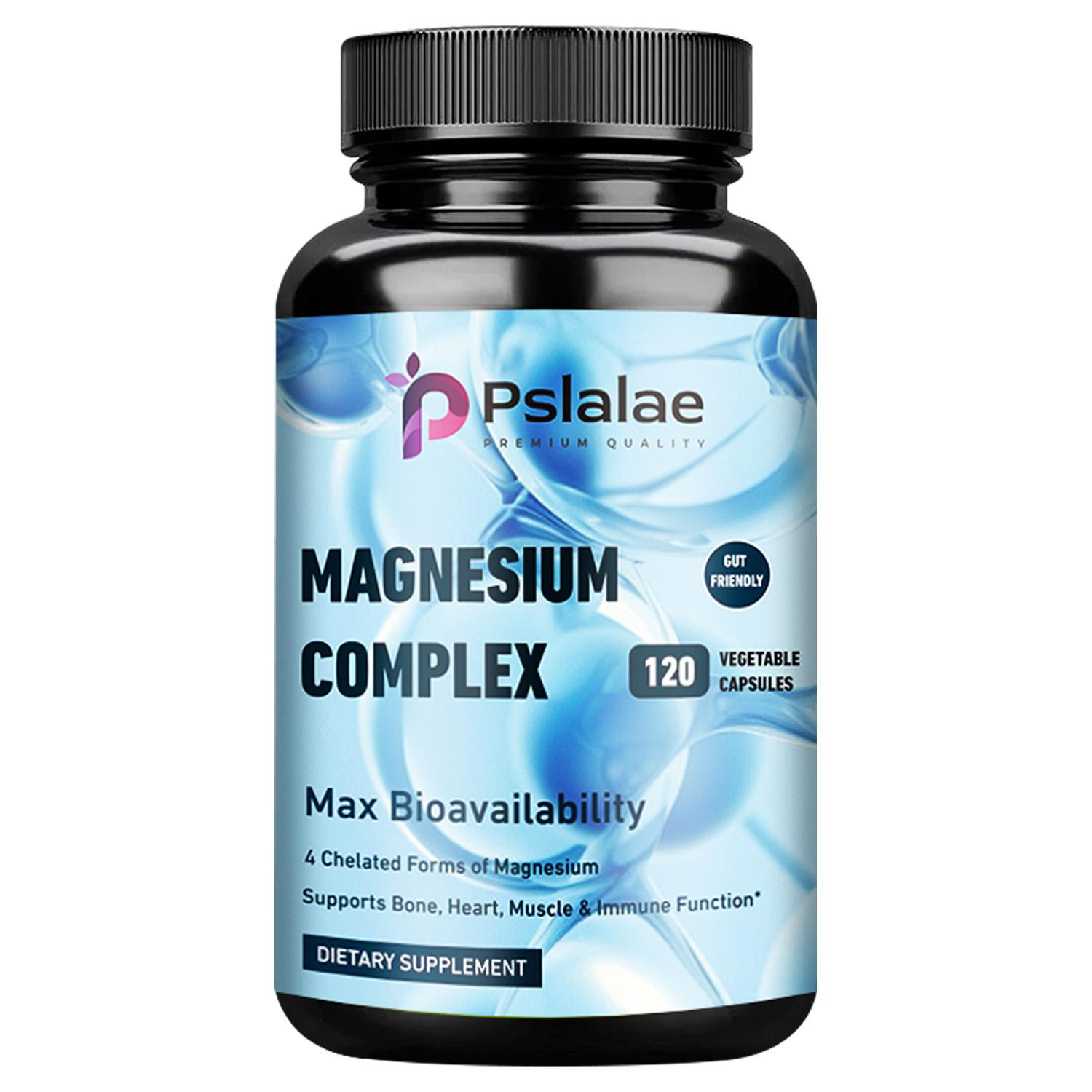 Complex magnesium dietary supplement containing magnesium taurine, magnesium citrate, magnesium malate extract, and immune support. 120*1