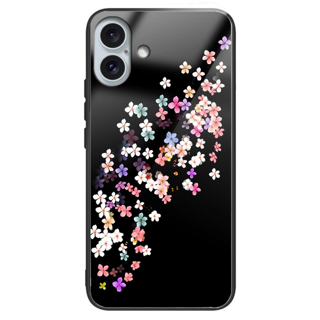 For iPhone 16 Plus TPU Case Tempered Glass Back Phone Cover Pattern Printing