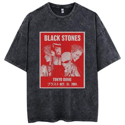 Gothic Oversized Tshirts Y2k Washed Retro Tshirt Skull Letter Print T Shirts Loose Short-sleeved Shirt for Men Women