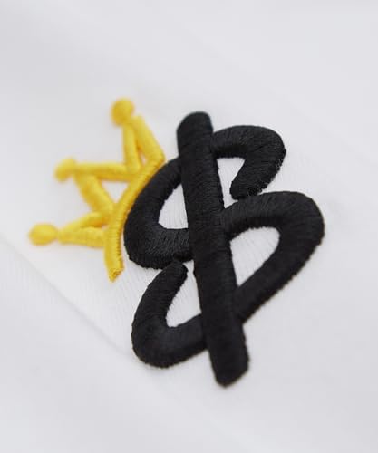 IMPROMES Casual SIDEWAYSTANCE Men's Black Short Sleeve T-Shirt with Thick Embroidered Crown S Logo