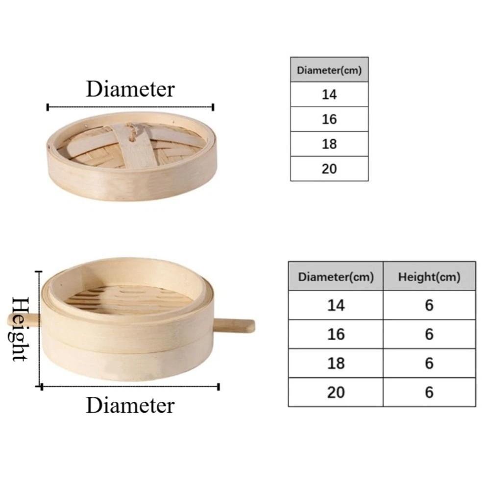 With Handle Bamboo Steamer Round Stuffed Bun Steamer Household Bamboo Steam Basket  Dumpling