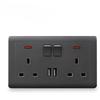 UK Electrical Socket 13A Dual USB Type-C 5V 2.1A Outlet with Switch Control Fast Charge Wall Power Socket 86x146mm