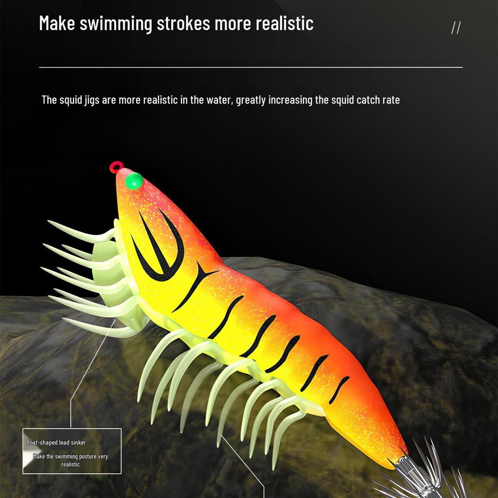High-Value Spicy Shrimp Lure: Fluorescent, Soft Leg, Sound Bead Squid Hook Umbrella with Big Tail