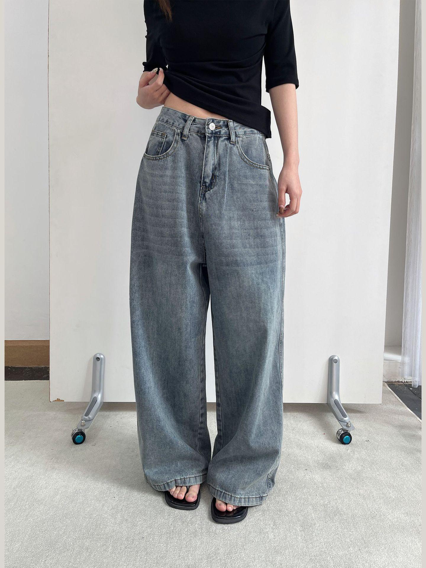 Yuyi Autumn 2025 American Retro Women s Wide-Leg Velvet Jeans (CX2088) S (Up to 100 lbs)