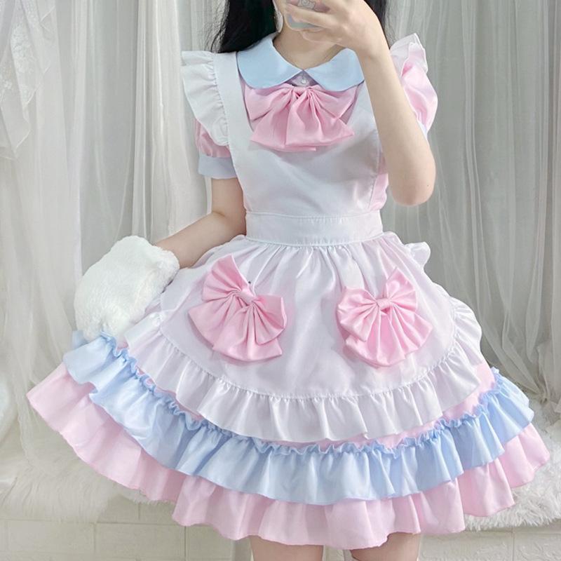 Rosa Pussy Maid Kostüm Cosplay Anime Cosplay Soft Girl Kleid Loli Maid Uniform