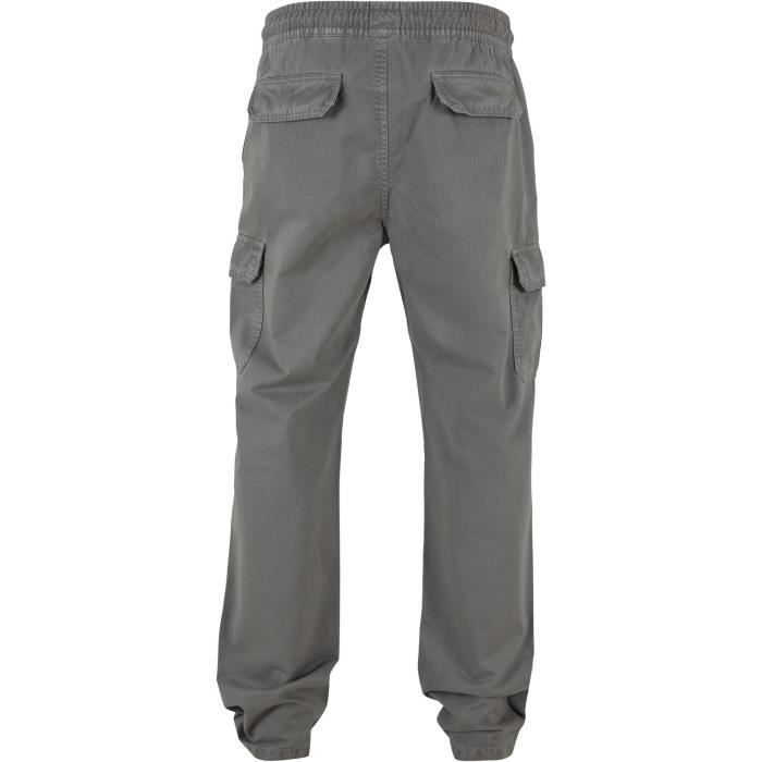 Pantalon cargo - Urban Classics - Gris foncé - 100% coton - Ceinture élastique - Poches cargo