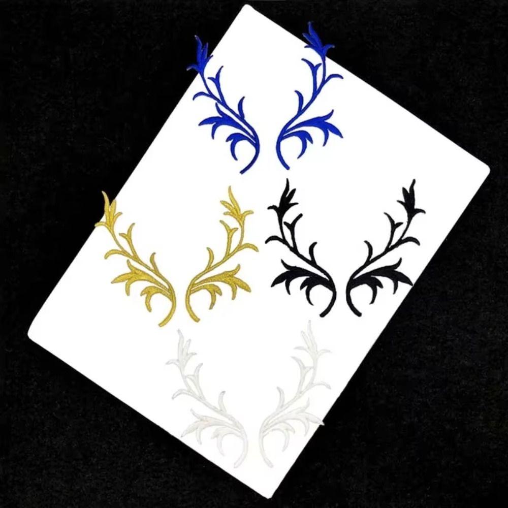 4 Pairs Deer Antler Embroidery Patch Decorative Applique Sew on Patch For Clothing Dresses