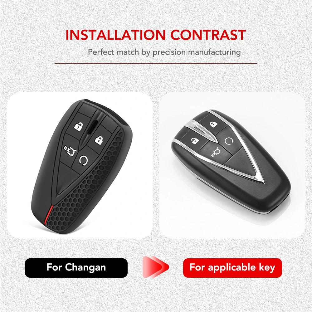 4 Buttons Silicone Car Remote Key Case Cover Shell For Changan CS35 Plus CS55 Plus CS75 Plus 2019 2020 Key Protector Bag Holder