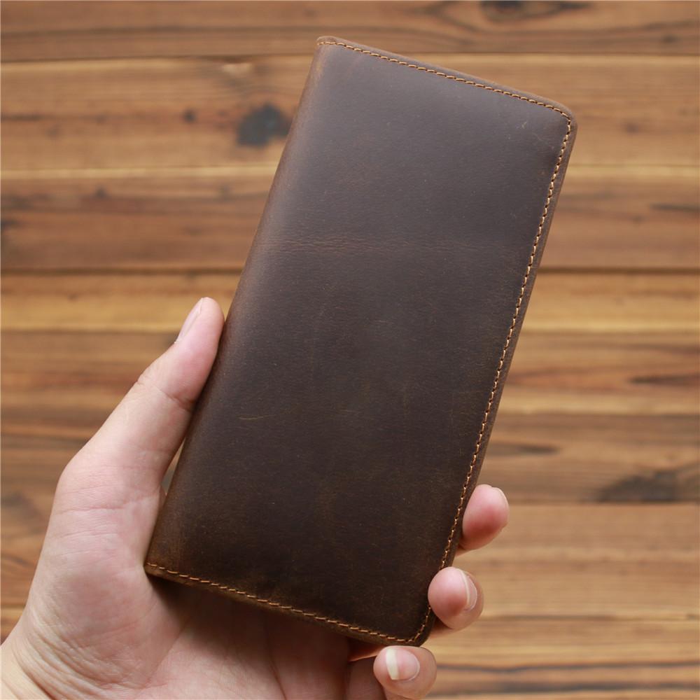 Wallet Men's New Crazy Horse Leather Long Wallet Head Layer Leather Leather Retro Card Bag