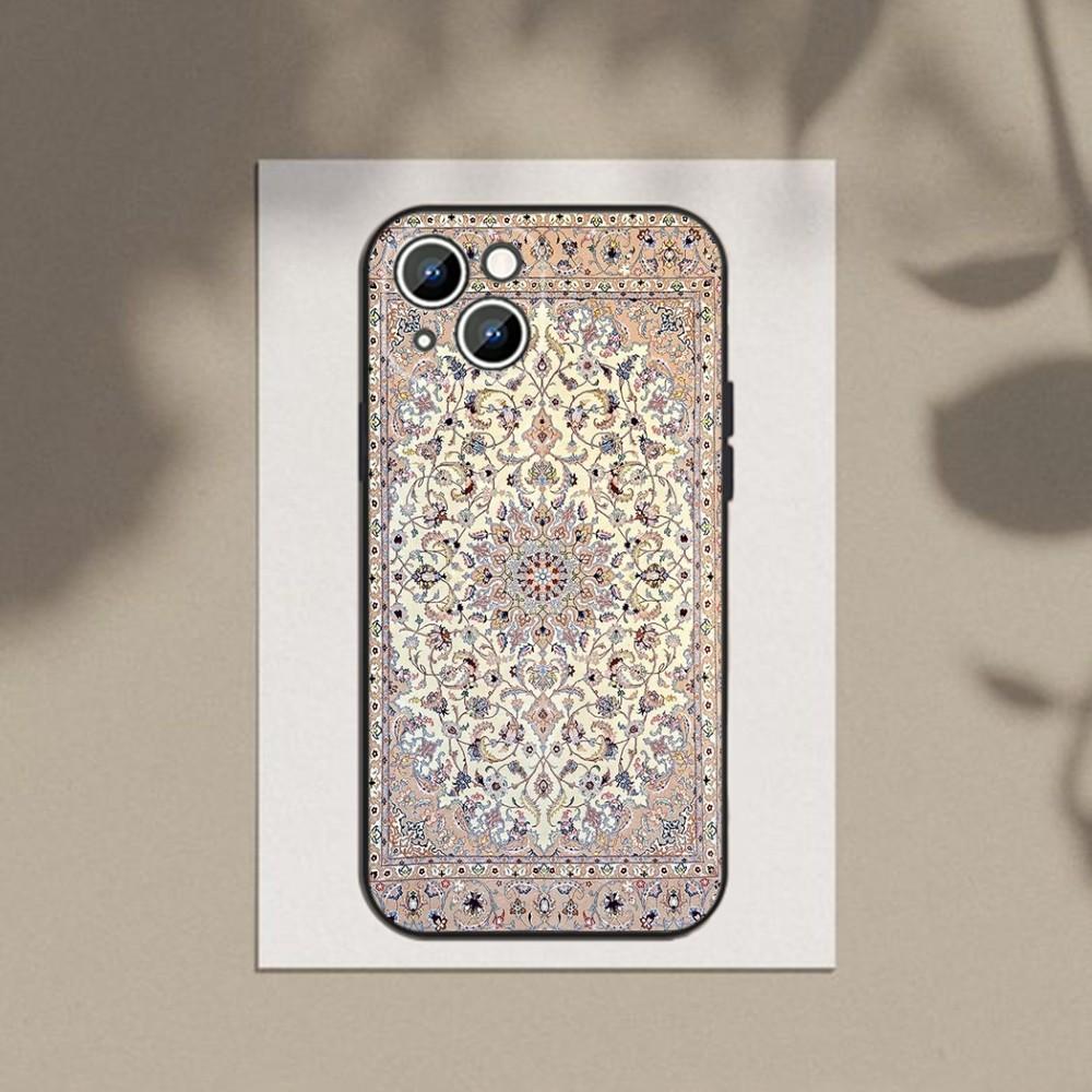 Persian Carpet Floral Pattern Phone Case For Apple iPhone 15,14,13,12,11,XS,XR,X,8,7,Pro,Max,Plus,mini Silicone Black Cover