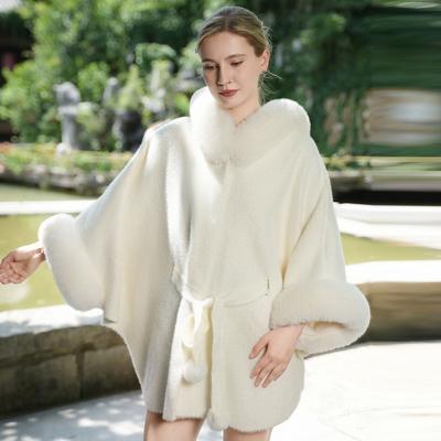 Autumn and Winter New Oversized Thick Fur Collar Versatile Cloak Jacket  Artificial Plush Warm Shawl Cloak