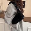 Winter Soft Plush Women Shoulder Underarm Bags Simple Solid Color Ladies Pleated Strap Handbags Portable Female Phe Bag Purse