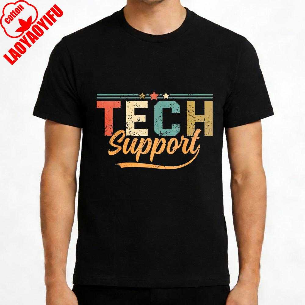 Tech Support Vintage Graphic Summer Men TShirt Cotton T Shirt Regular Fit Casual Gift for Tech Lovers Fashion Loose Tops