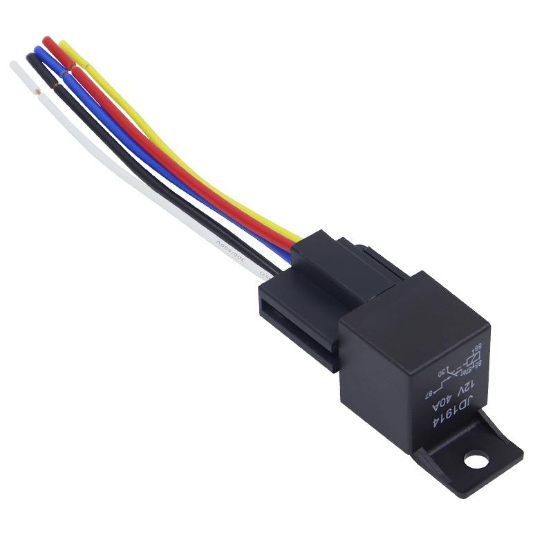 5PCS 12V 24V 40A Waterproof Automotive Relay 4pin 5pin Car Relay With Black Red Copper Terminal Auto Relay With Relay Socket
