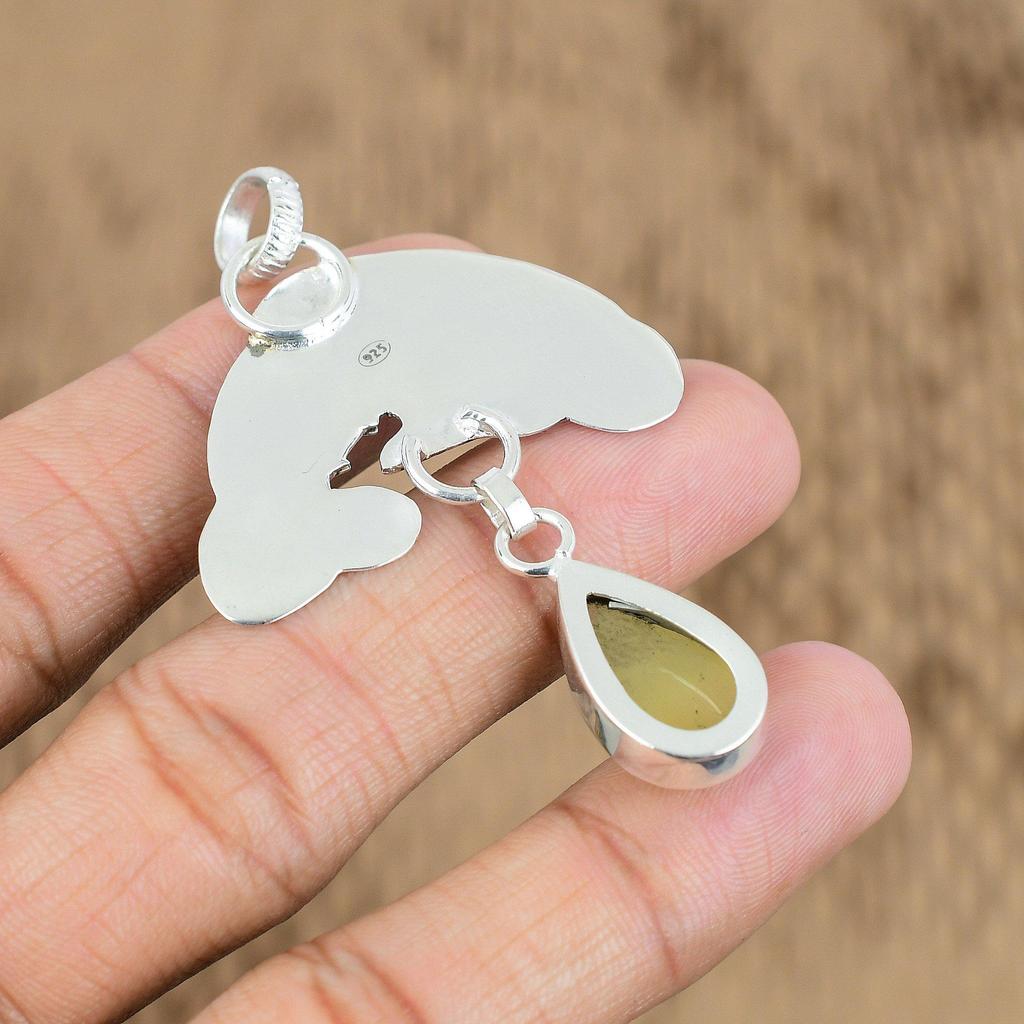 925 Sterling Silver Natural Chrysoberyl Anniversary Fish Wedding Pendant Jewelry