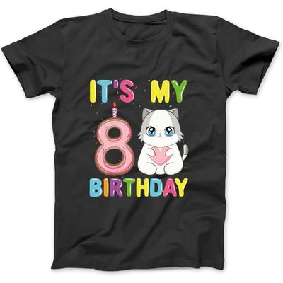 It's My 8th Birthday Girl 8 Year Old Ragdoll Cat Long Sleeve, T-Shirt, Sweatshirt, Hoodie for Men Women Kids Made In Canada Black