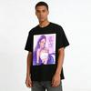 Cyber Style Purple Hair Girl Print Top Trendy Korean Cool Casual Loose Crew Neck Short Sleeve T-Shirt Pure Cotton T-shirt