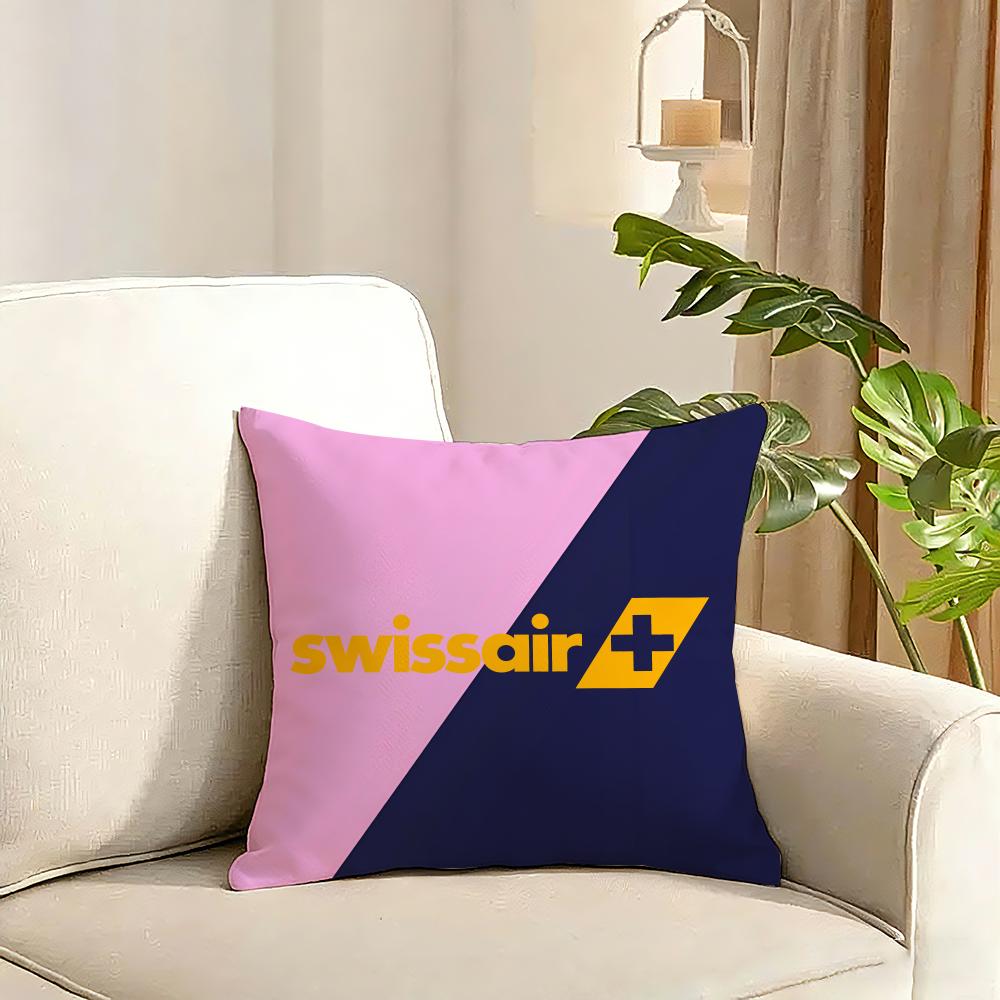 Swissair Cushion Cover Reversible Plush Pillow Cover Soft Fluffy Home Decor for Sofa Bedroom