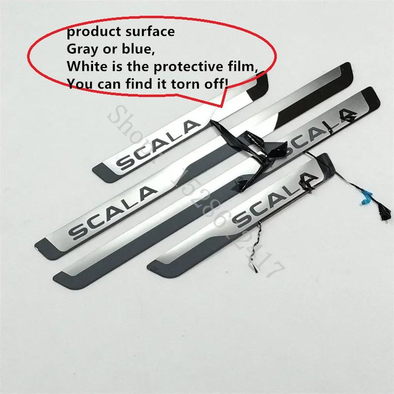 For Skoda SCALA ~2025 Stainless External Scuff Plate Door Sill Guards Thresholds Cover Trims Car Accessories