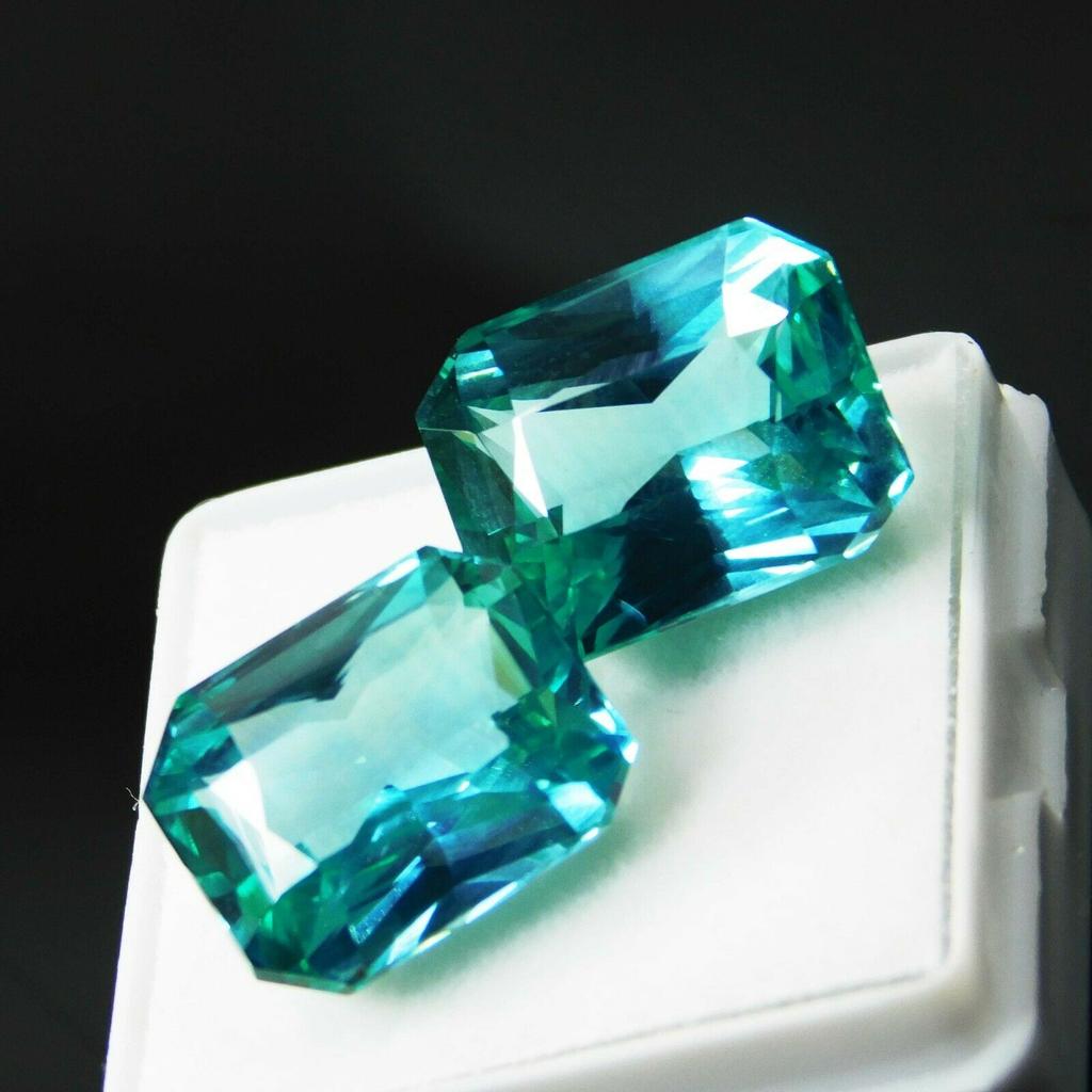 20.10 Ct Natural Grandidierite Loose Gemstone CERTIFIED Green Emerald Cut Pair A-72111h0