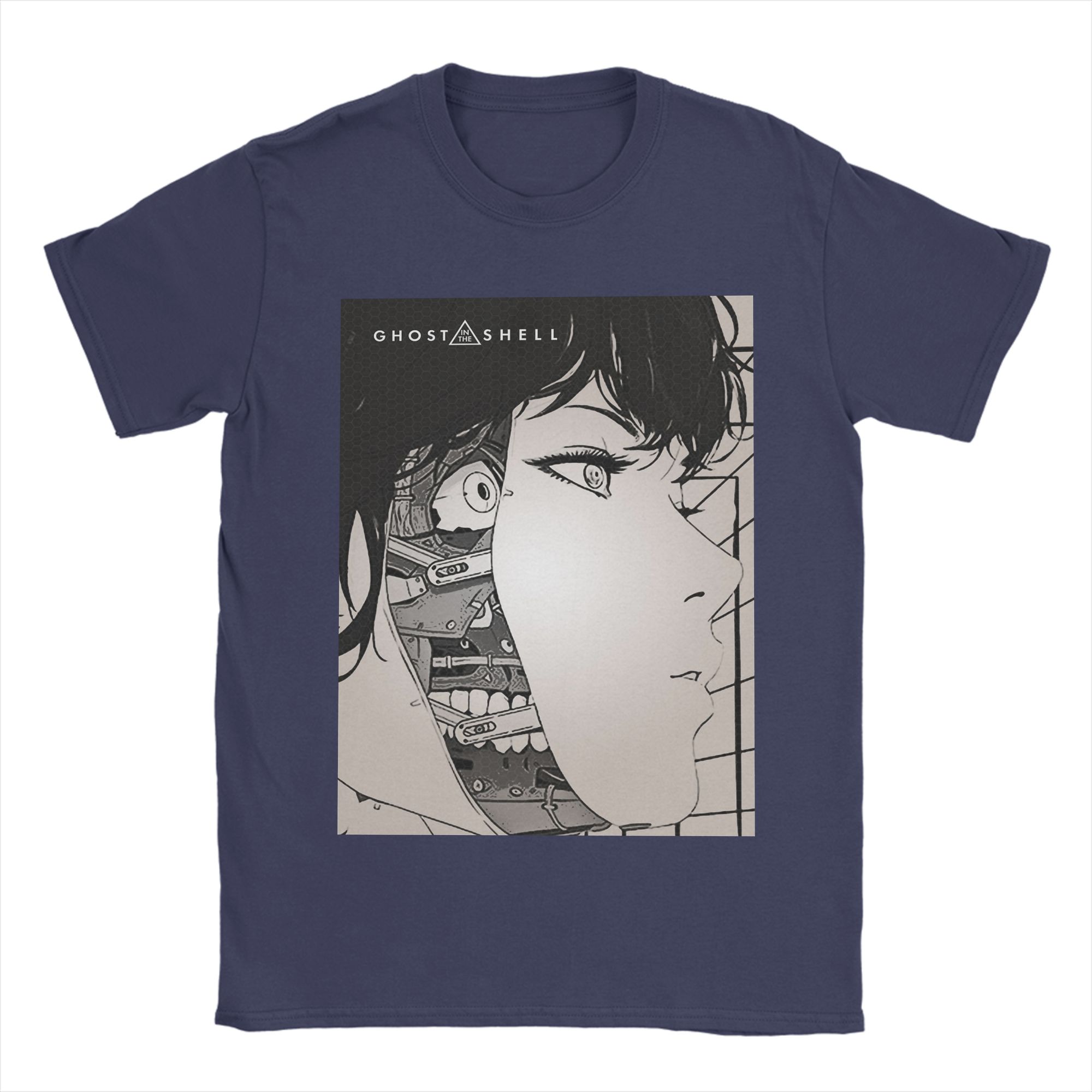 

Ghost in the Shell T Shirts Men Cotton Vintage TShirts Crew Neck Tee Shirt Short Sleeve Clothing Printed 4XL