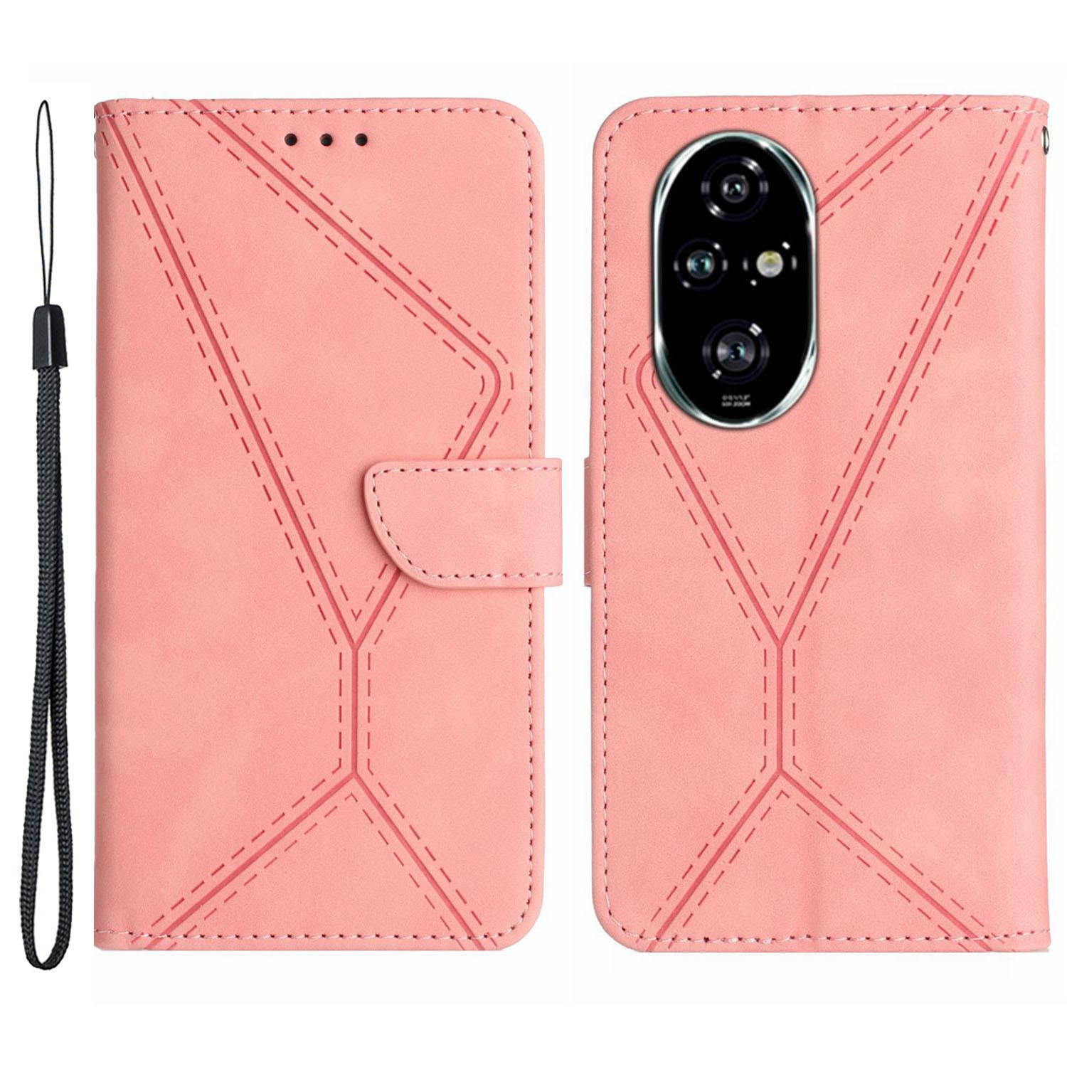

HT05 For Honor 200 5G Case Lines Imprinted Wallet Leather Phone Cover Pink