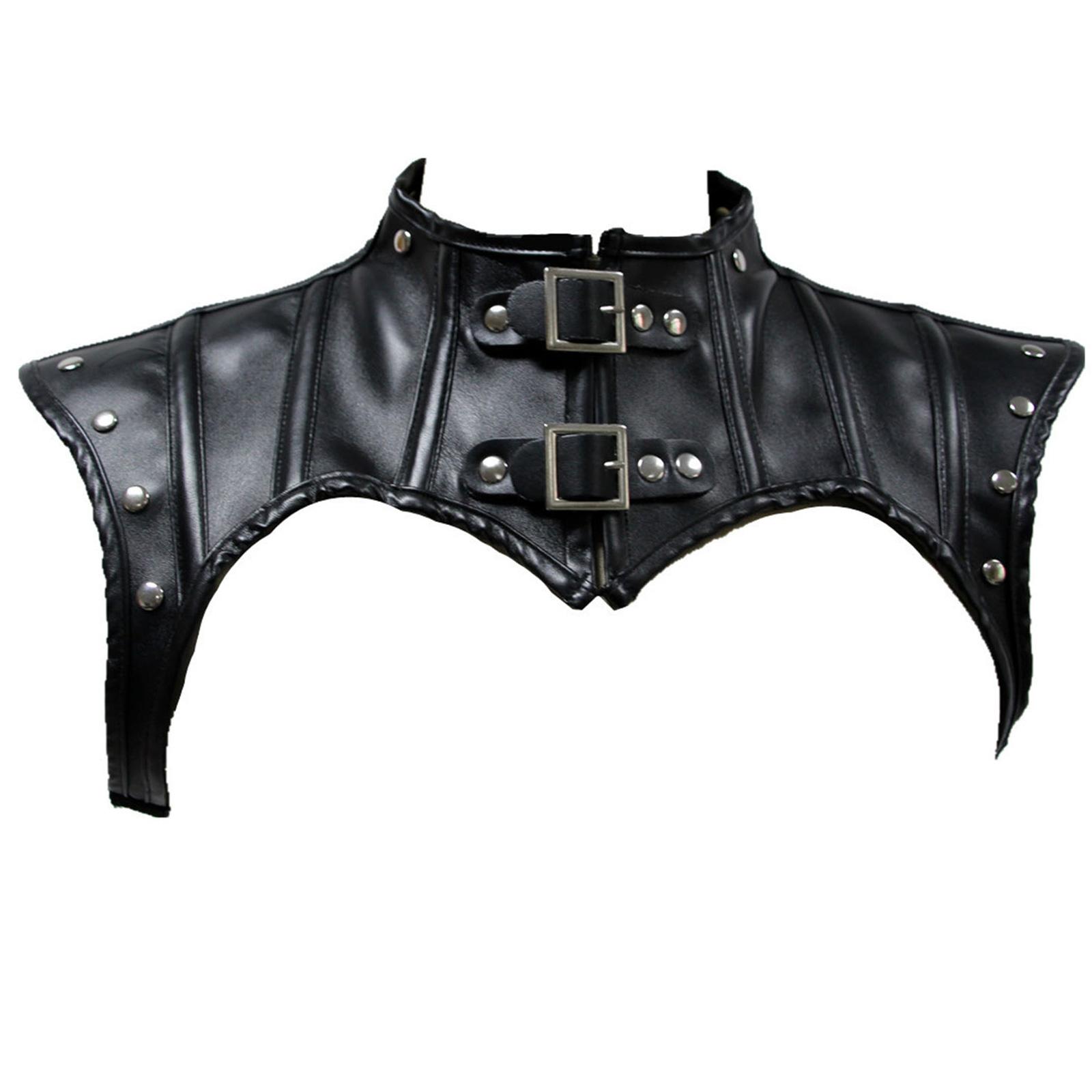

Leather Shoulder Cover Cape Belt Cosplay Party Costume Women Armor Shawl Scarf PU Leather Punk Gothic Knight Armor S чорний