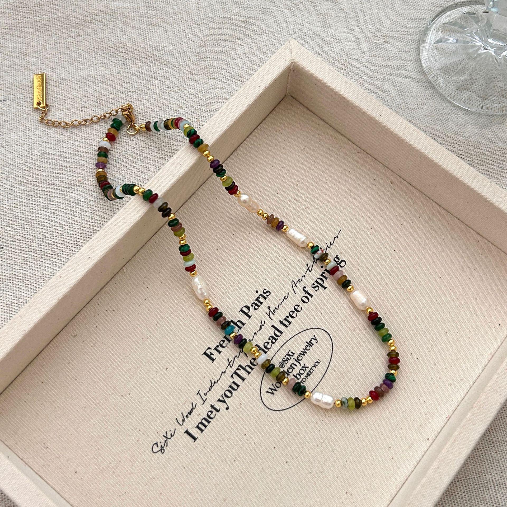 

Ожерелье из натурального камня с бусинами для женщин - Роскошный чокер-цепочка на ключицу 2025