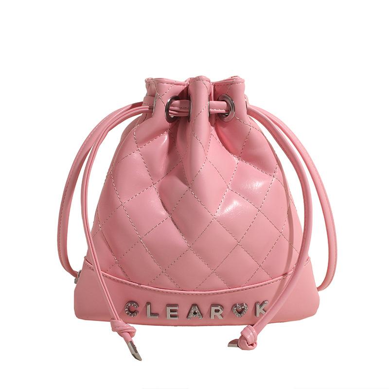 

Универсальные премиальные женские сумки, новые сумки-ведра Xiaoxiangfeng, модная бриллиантовая цепочка на одно плечо, свежая сумка-мессенджер большой вместимости розовый