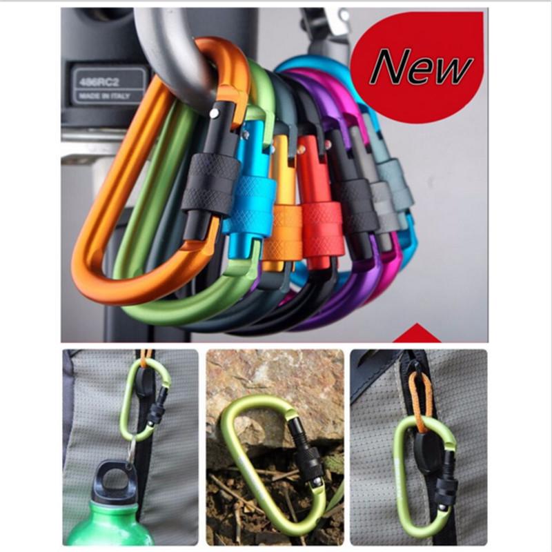 Buy 1Pcs Bold 8CM Locking Type D Quickdraw Aluminum Carabiner Hanging
