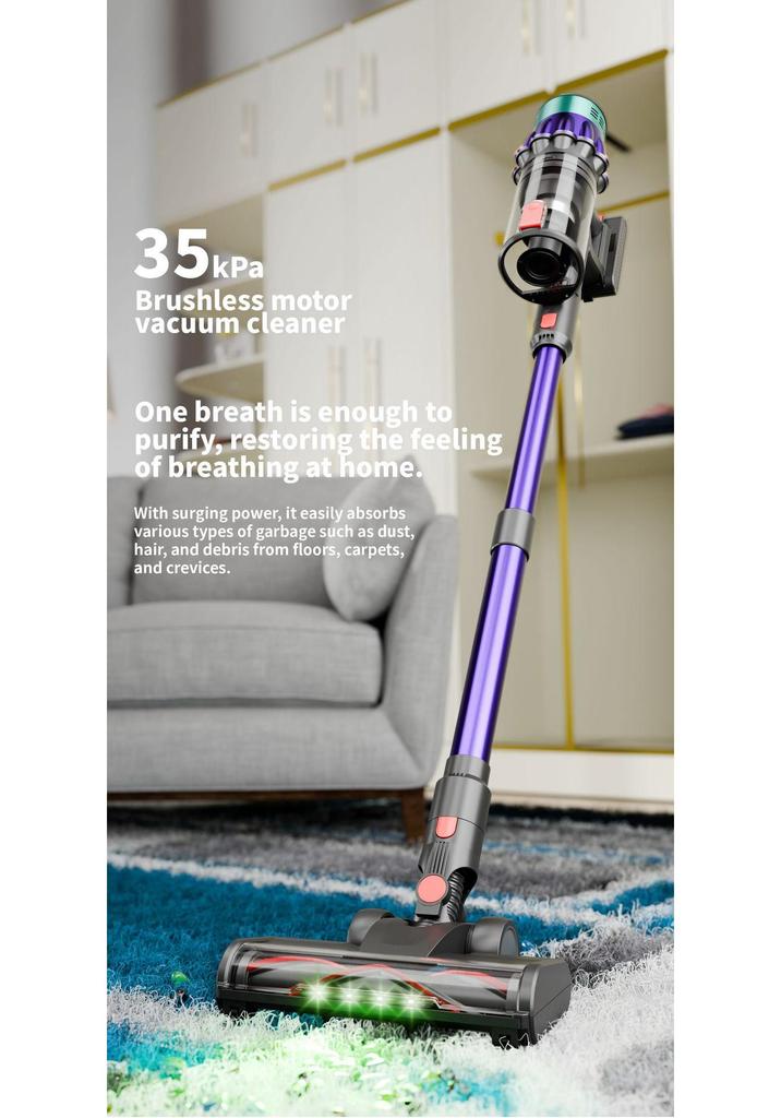 550W Cordless Vacuum Cleaner, 35kPa Suction, Perfect for Carpet and Pet Hair