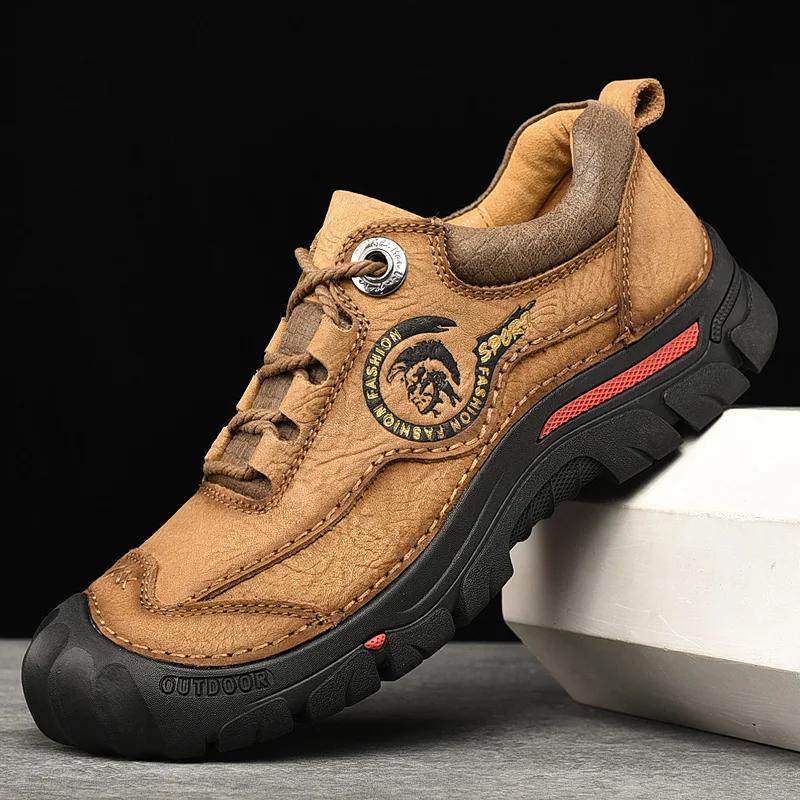 Outdoor Camping Men Genuine Leather Sports Sneakers Man Travel Handmade Casual Shoes Leisure Walking Climbing Men's Footwear