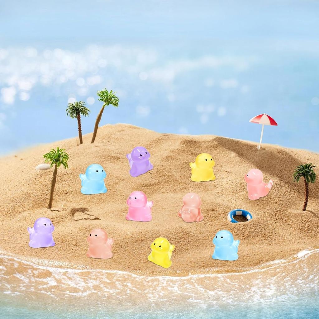 30Pc Luminous Mini Ocean Resin Tiny Sea Lion Figurines Marine Tiny Sea Animals For Dollhouse Aquarium Diy Crafts Garden Decor
