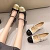 Temperament medium heel shoes Mary Jane women's shoes autumn new French pearl thick heel small leather shoes color matching single shoes