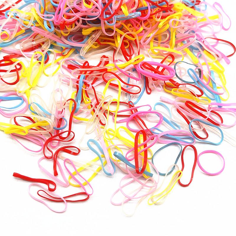 500pcs Cute Colourful Rubber Ring Disposable Elastic Hair Bands Ponytail Holder Rubber Band Scrunchies Kids Hair Accessorie