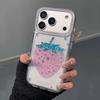 Glitter Shiny Pink Strawberry Hard Back Case For iPhone 13 14 15 16 17 Pro Max Ins Bling Stars Shockproof Phone Cover