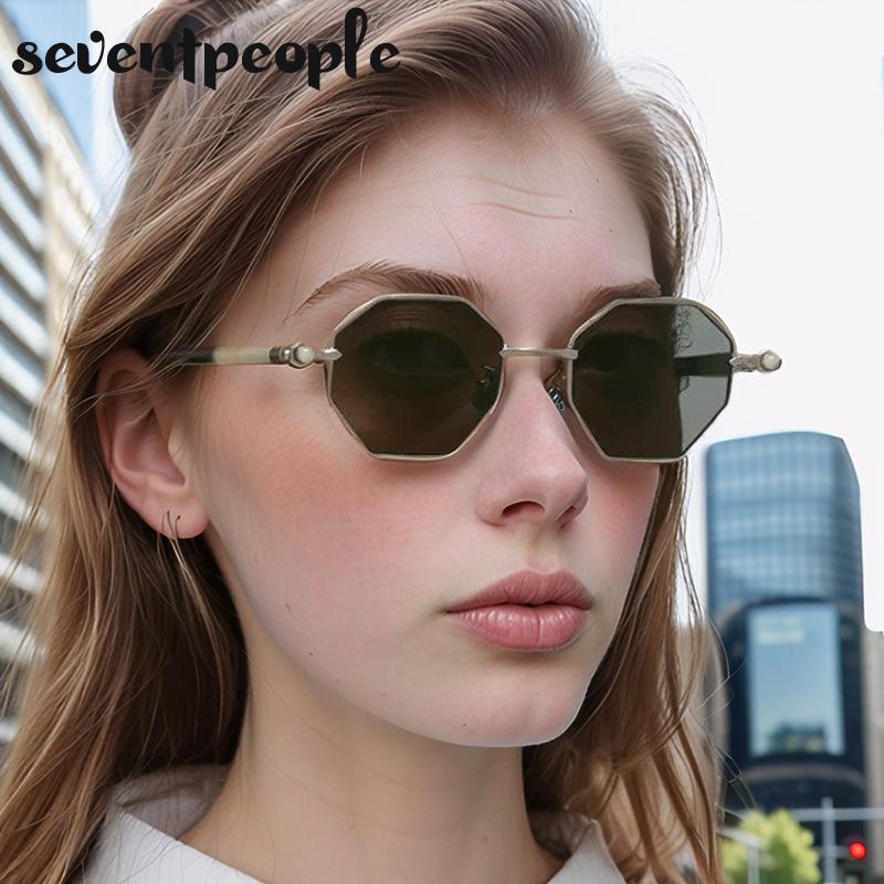 Vintage Small Hexagon Sunglasses Women Men  Luxury Brand Classic Metal Frame Polygon Eyewear UV400 Protection Outdoor Shades