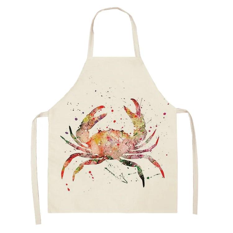 Ocean Animal Whale Jellyfish Pattern Cleaning Aprons Home Cooking Apron Cooking Linen Bibs Waist Baking Kitchen Aprons Delantal