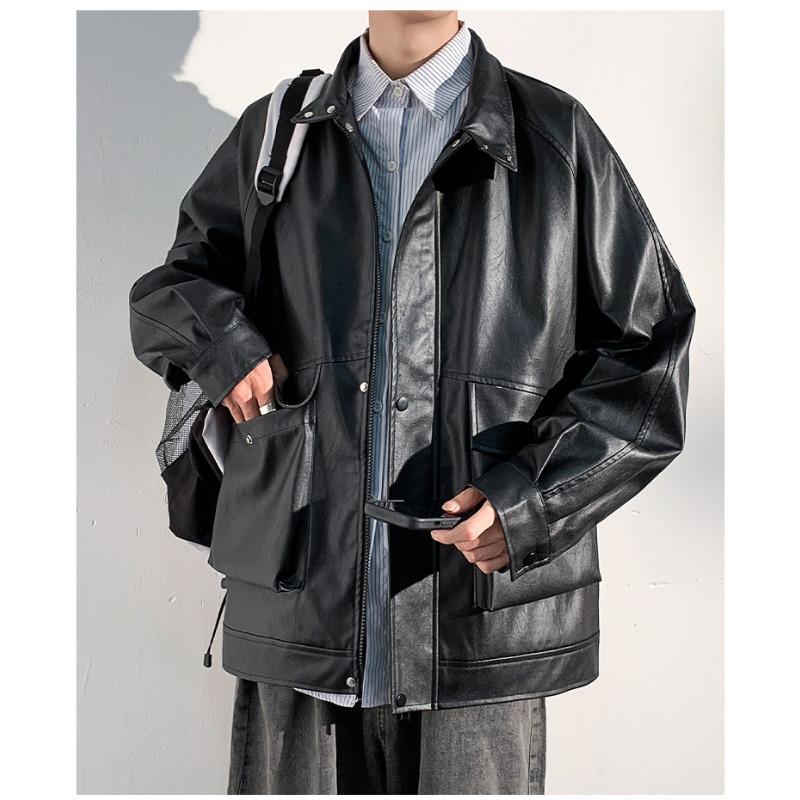 Кожаное мужское весенне-осеннее новое повседневное свободное мужское верхнее пальто — фото 5