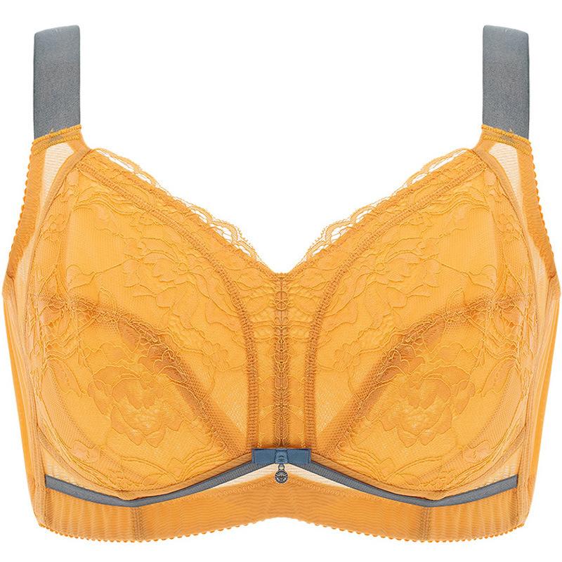 

Manufacturer s large-size bra without steel ring, full cup, double breasts gathered, upper support adjustment type, large chest, small and thin 34/75B золотий жовтий колір