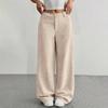 Corduroy Pants For Women Casual Elastic Waist Straight Leg Pants Loose Comfy Trousers With Pockets
