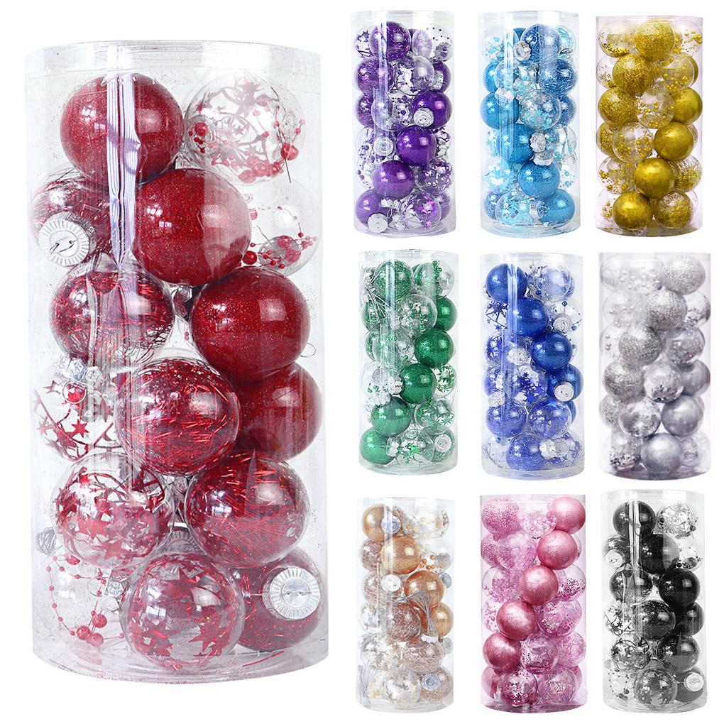 24 Pieces Christmas Balls Small Colored Tree Decorative Pendant Baubles Farmhouse Yard Living Room Bedroom Ornaments
