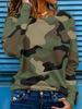Fall Tops Women's Casual Long-Sleeve T-Shirt In Classic Camouflage, Featuring Interlocking Green, Brown, Black, And Khaki Color Blocks For A Pseudo-Ca