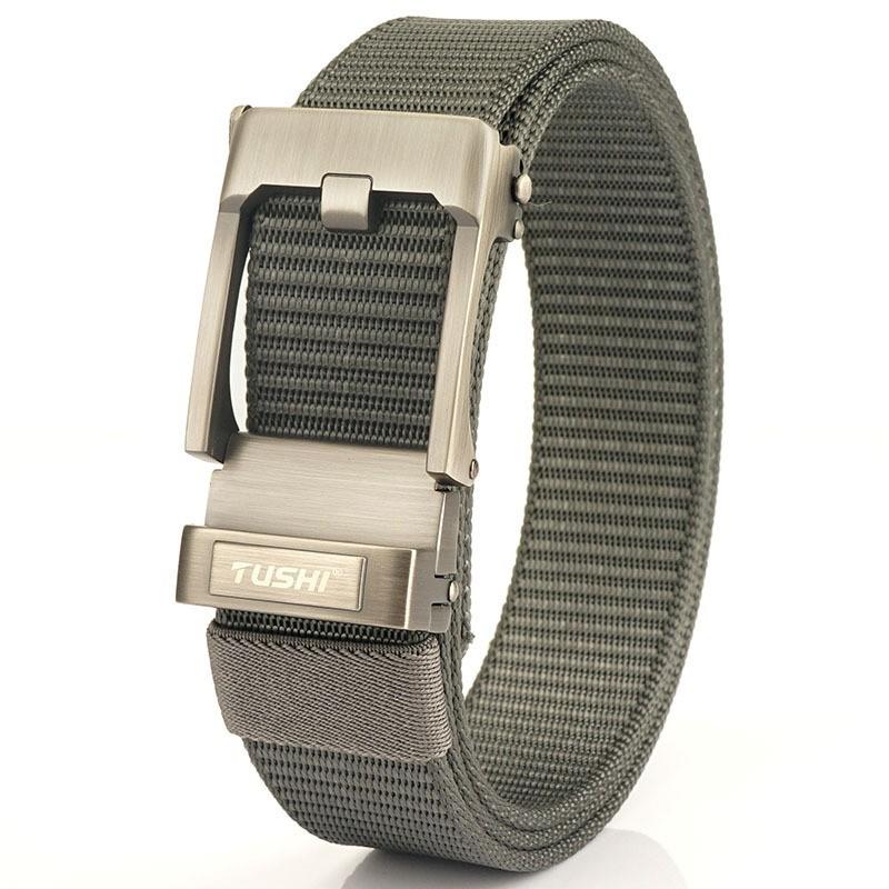 TUSHI Toothless Perforated Men s Belt Nylon Automatic Buckle Outer-wearing Middle-aged Casual Pants 120cm